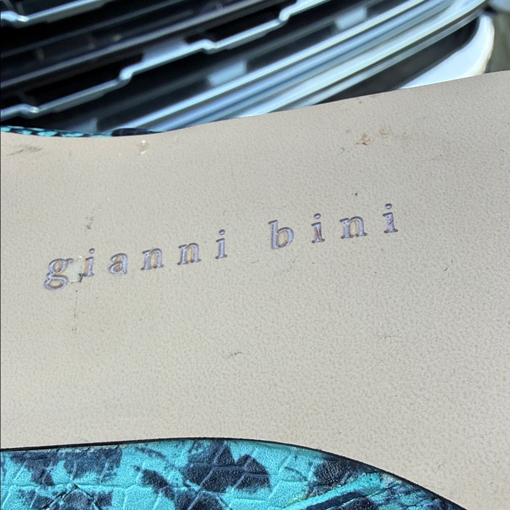 Gianni Bini Blue Snake-Print Pointed Ankle Booties - Picture 2 of 10